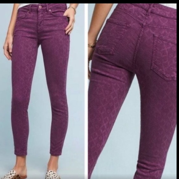 Pilcro and the Letterpress Denim - Anthropologie Pilcro and The Letterpress Purple Texture Skinny Jean Size 32